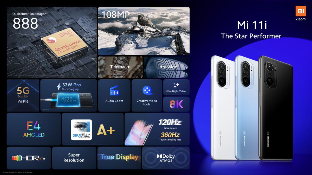 TECH_ONDUTY's tweet photo. Mi 11i All details is
.108 main camera
.Snapdragon 888
.Amoled E4
.Battery 4520 Mah
.33w charger
.Double speaker
.120 hertz refresh rate 360 touch sampling rate
And more.....
#Mi #Mi11i
#snapdragon888 #AMOLEDExplorer #108MPCaptureInfinity https://t.co/HIPeY70vzk
