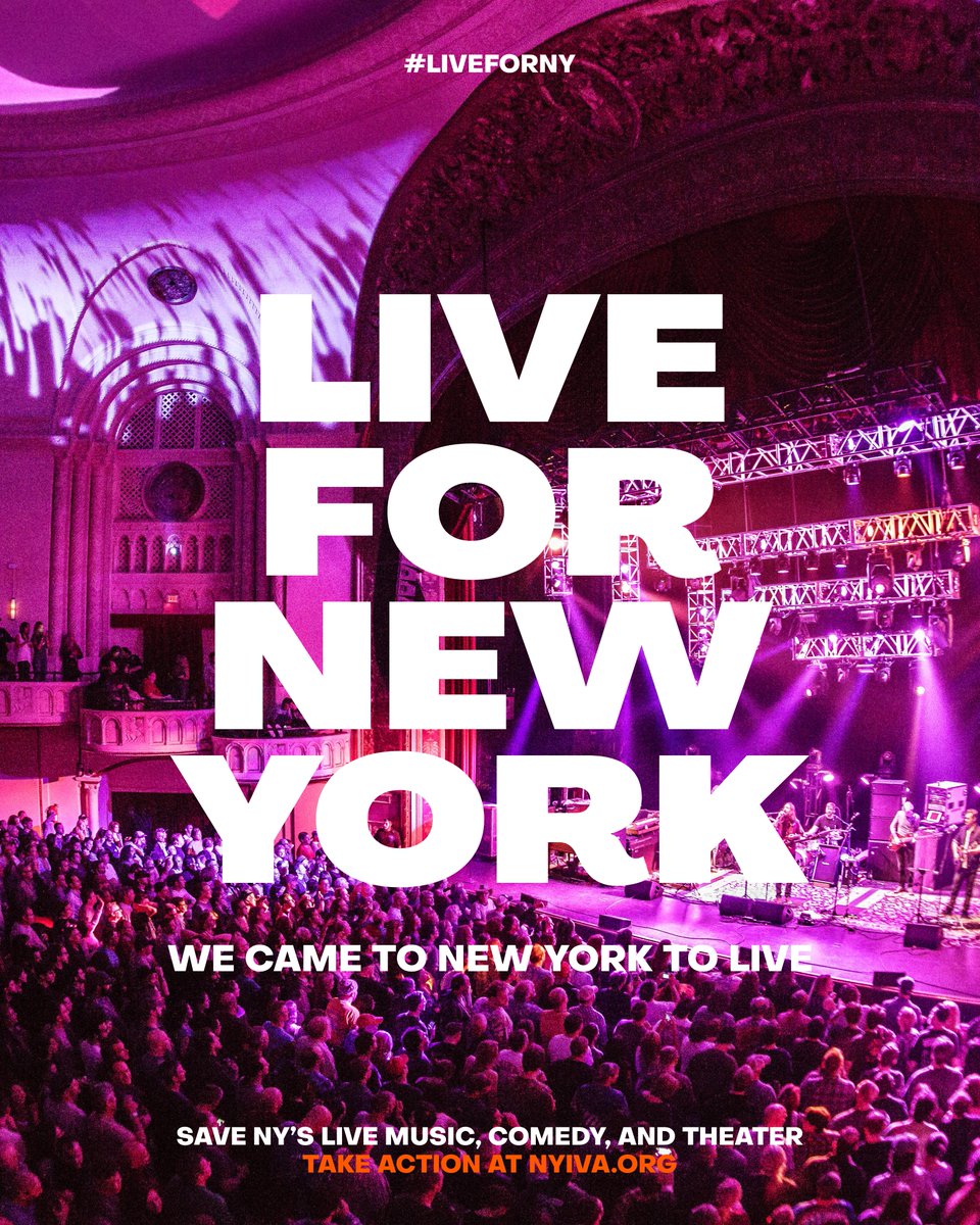 Live music is essential to New York's cultural identity. @nyivassoc needs critical support from New York State now to help bring arts and culture back to New York. Go to NYIVA.org to take action and help us save New York's live music, comedy, and theater. #liveforNY