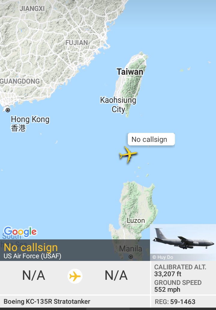 Oceanworldfree's tweet photo. 🇺🇲 USAF 59-1463 #AE04FF
#LuzonStrait #PhilippineSea

KC-135R https://t.co/niB0rspzyN