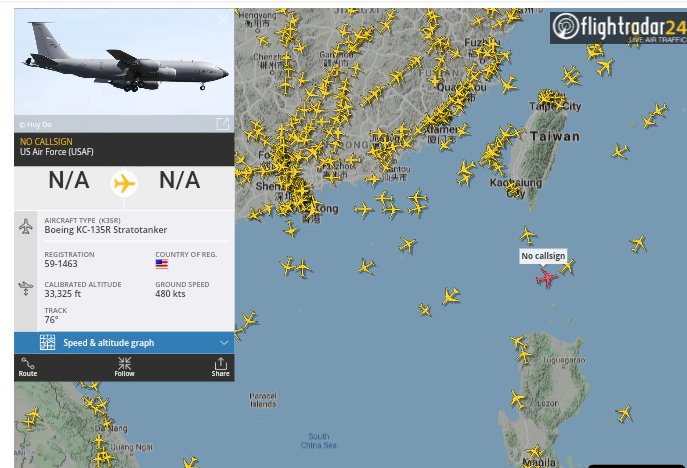 Oceanworldfree's tweet photo. 🇺🇲 USAF 59-1463 #AE04FF
#LuzonStrait #PhilippineSea

KC-135R https://t.co/niB0rspzyN