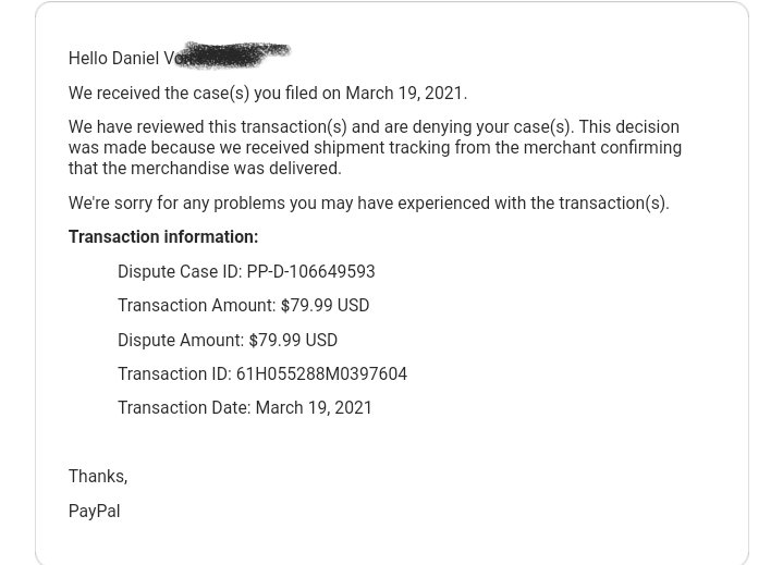 DannyWarlegs's tweet photo. @paypalnews your automated resolution center sided with Russian scammers who ripped me off on 80 dollars https://t.co/yKGF7ZVAFt