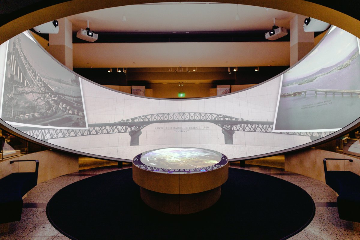 Our immersive #installation at #AucklandMuseum features 8 projectors, a 360 screen and interactive table. Our narrative is told through a mix of 2D and 3D #animation, archive #footage, #photography and an incredible #soundscape by Post Production Sound.