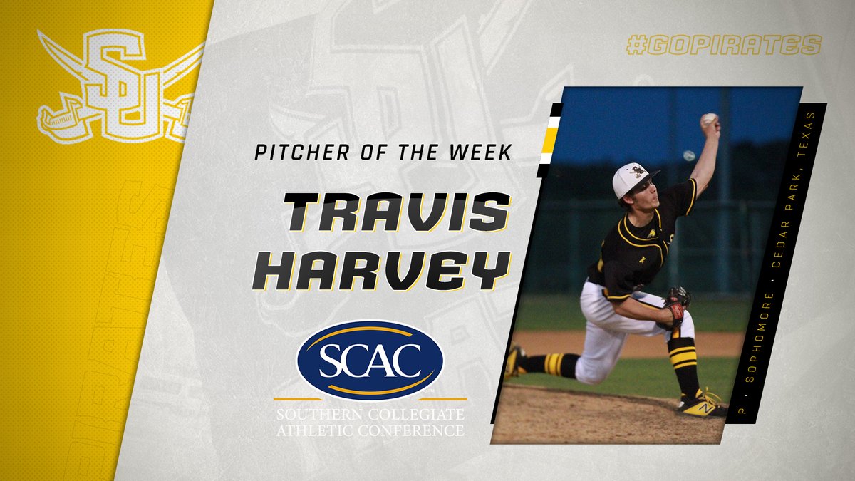 SUPirates's tweet photo. Travis Harvey of @SUPiratesBB wins his second consecutive SCAC Pitcher of the Week award: https://t.co/ASgryZhO7w https://t.co/Bbkx7bJqrk