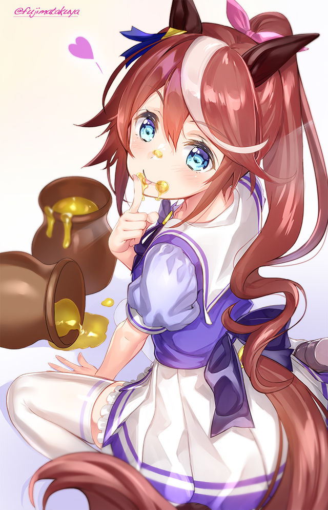 トウカイテイオー(ウマ娘) 「お昼になったので改めて☆
はちみつテイオーちゃん^^ #ウマ娘 」|藤真拓哉のイラスト