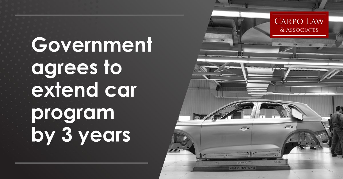 The government is giving local #automotive assemblers another three years to comply with the requirements of the #CARS to avail of #fiscalincentives, a Trade official said. -Manila Standard