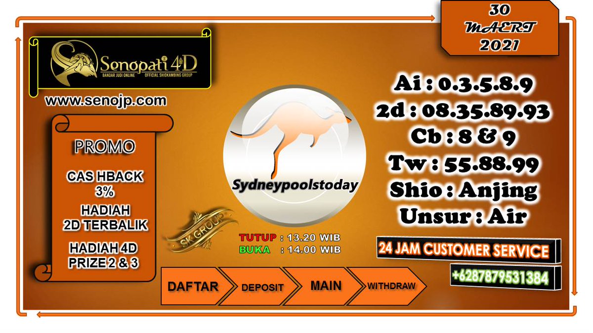 Slotsenopati4d's tweet photo. PREDIKSI TOGEL SYDNEY 30 MARET 2021

WA : +6287879531384
Link daftar : https://t.co/4TGsdnIVPh

#senopati4d #bandartogel #prediksitogel #prediksisydneyjitu #togelsydney #syairtogel #morningseks #agentogel #situstogel #bonustogel https://t.co/echHogVy4X