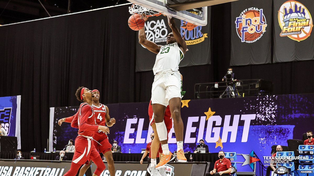 BaylorAthletics's tweet photo. 𝐅𝐈𝐍𝐀𝐋 𝐅𝐎𝐔𝐑! 🥳️

What a performance by @BaylorMBB to advance to its third Final Four in school history! 

#SicEm | @TXFBinsurance https://t.co/oFh1TFoFws