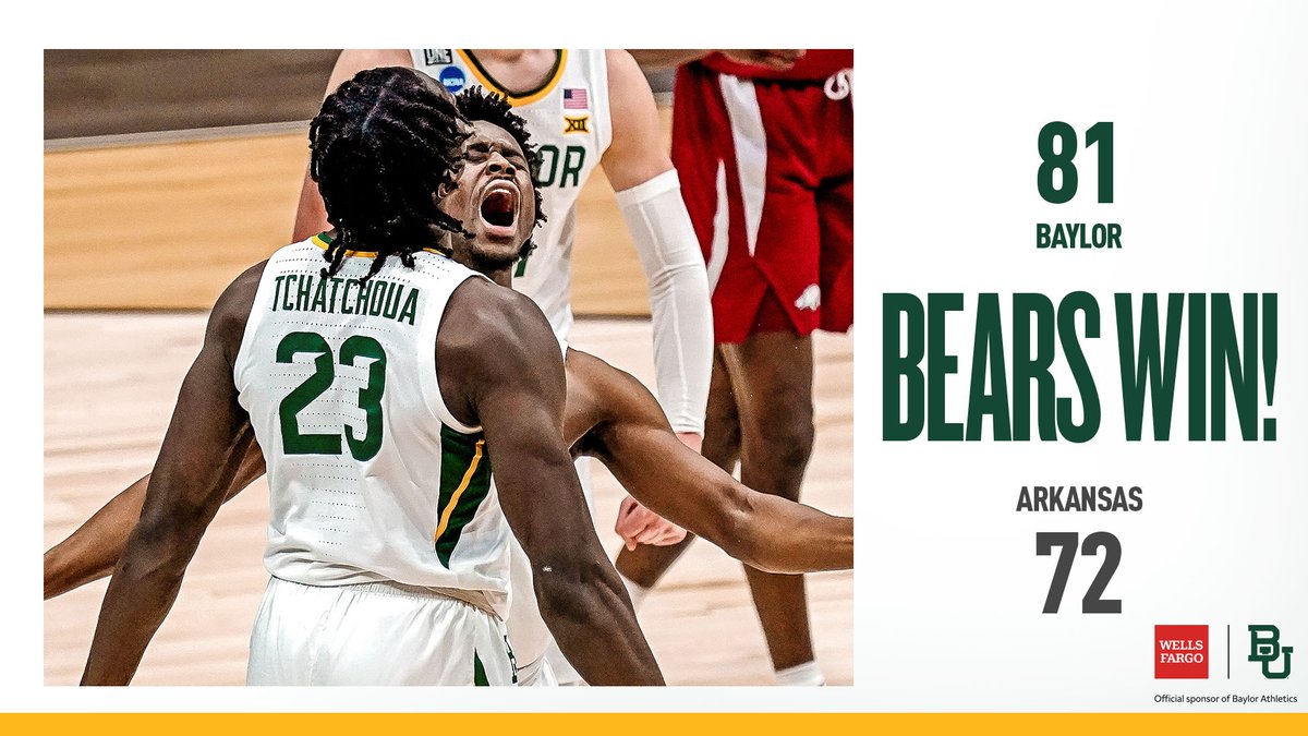 BaylorMBB's tweet photo. Next stop ... FINAL FOUR!

Presented by Wells Fargo

#SicEm 🐻 | #TimeIsNow 🏀 https://t.co/cjoUtYOliT
