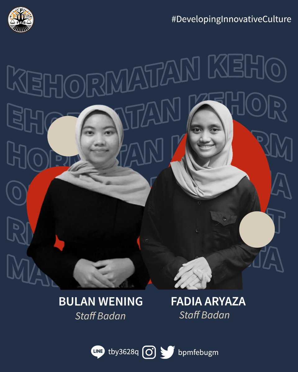 bpmfebugm's tweet photo. [GETTING TO KNOW: OUR STAFF 2021]

Halo, Keluarga FEB UGM👋🏼
Ingin tahu siapa sajakah staff dari Badan Kehormatan? Yuk, geser slide-nya👉🏼👉🏼

BPM FEB UGM 2021
#DevelopingInnovativeCulture
#VivaLegislativa https://t.co/Ozu08PlDzg
