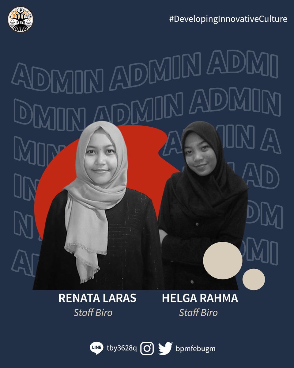 bpmfebugm's tweet photo. [GETTING TO KNOW: OUR STAFF 2021]

Halo, Keluarga FEB UGM👋🏼
Ingin tahu siapa sajakah staff dari Biro Administrasi? Yuk, geser slide-nya👉🏼👉🏼

BPM FEB UGM 2021
#DevelopingInnovativeCulture
#VivaLegislativa https://t.co/cl1DzmVU2b