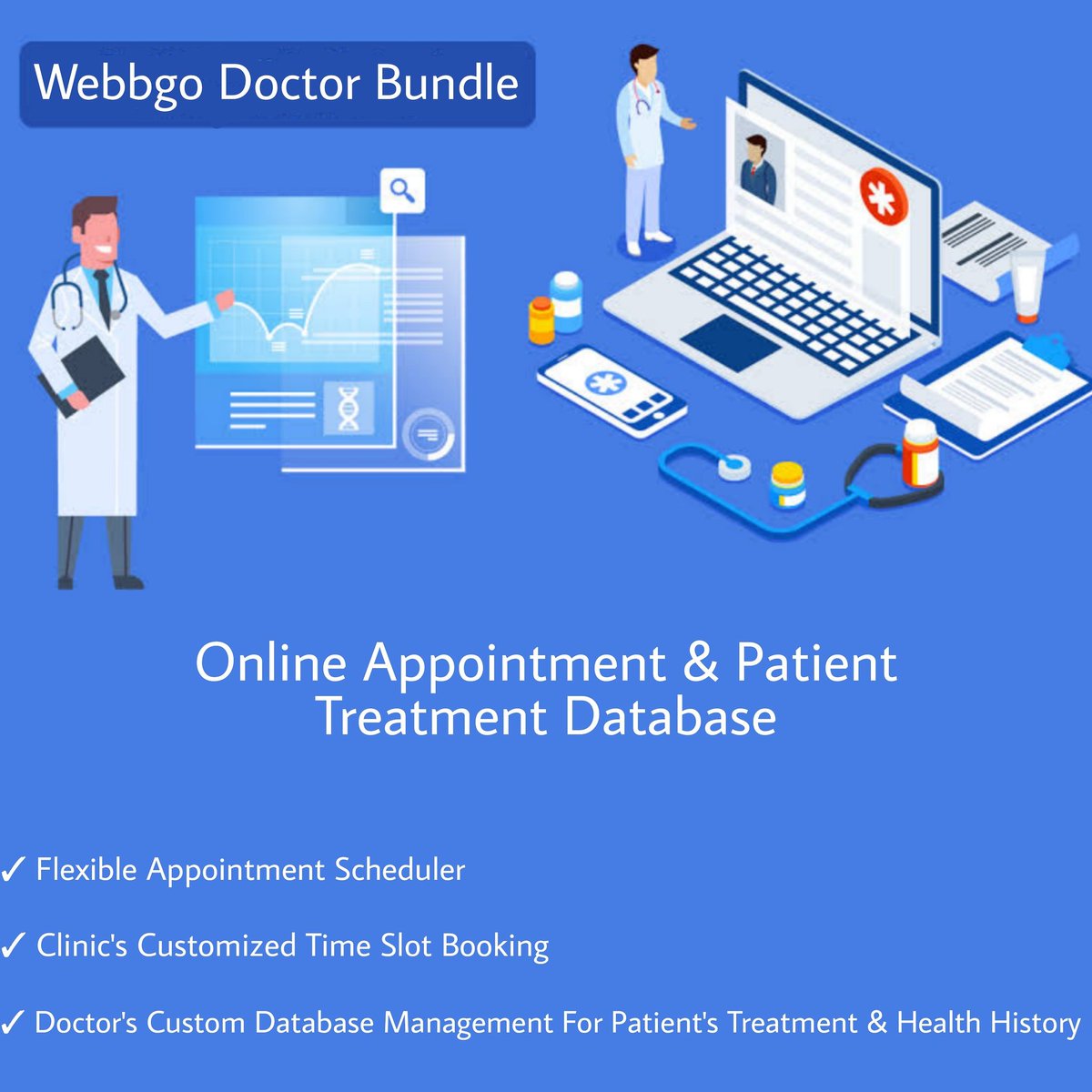 Webbgo_in's tweet photo. Integrate & Operate with your Webbgo Clinic Design Website without any technical skills ! Perfect solution for doctors , Private Clinics & Hospitals #webbgo #appointment #software #webbgopremium #bundle #website #database #patient #treatment #investigate https://t.co/AFpeJUBjVK
