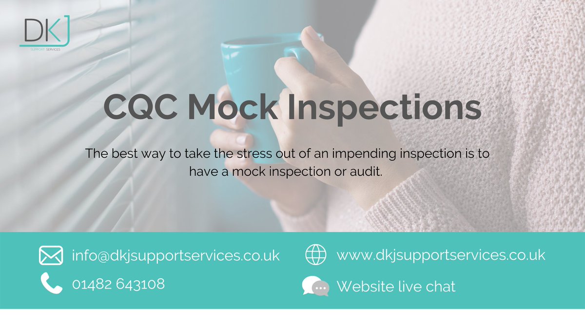 DKJSupServices's tweet photo. We can help your organisation make sure it is #CQC compliant by undertaking mock #CQCaudits, βdeep diveβ into #KLOEs, #healthandsafety audits and #mandatorytraining.
Have a look at https://t.co/vEYFDRiqGn about how we can support you. https://t.co/dsCgPHUxnn
