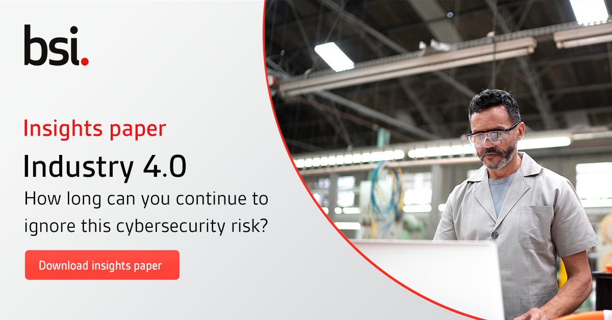 BSIDigitalTrust's tweet photo. Does your organization understand the security implications of securing your #IoT and #OT ecosystem?
Download our insights paper 'Industry 4.0 - How long can you ignore this cybersecurity risk?'
https://t.co/sUXATzoeFo
#besecure #betrusted #bsi https://t.co/wj5sOCDiXX