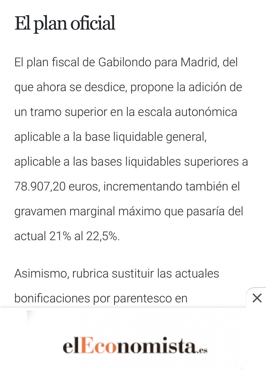 AcresProd's tweet photo. @IdiazAyuso La renta media en Madrid es según datos de 2018 de 40.083 € mientras que, por ejemplo, según un artículo de @elEconomistaes, la subida crearía un nuevo tramo a partir de 78.000€ y la subida del tipo máximo. Cuestiono la frase “subida indiscriminada”. https://t.co/mLiDcFSV50