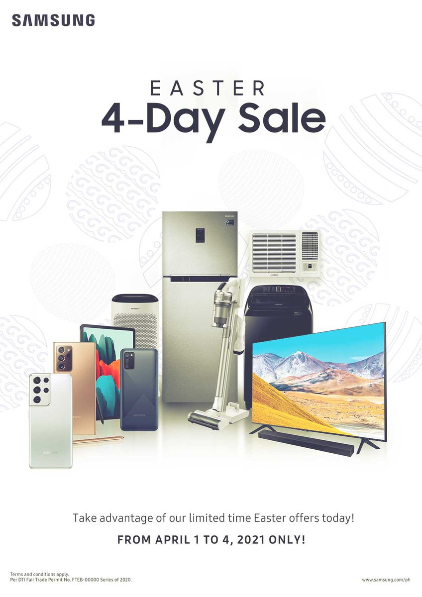 WNOTdotCOMdotPH's tweet photo. WHAT'S NEW OUT THERE?
Make moments at home better with Samsung’s 4-Day Easter Sale

Click this link:
https://t.co/4Vir7VTMF3

#WNOT #WhatIsNewOutThere
#SouthernGaze https://t.co/KhllnhoiAu