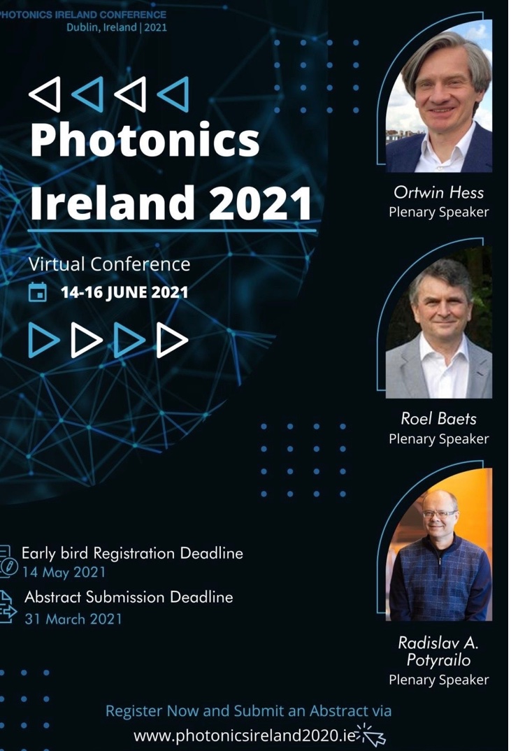 PhotonicGroup's tweet photo. Photonics Ireland abstract submission deadline extended to April 9th. 

@TCD_physics
@cranntcd 
@tcddublin https://t.co/tWuNta6bZf