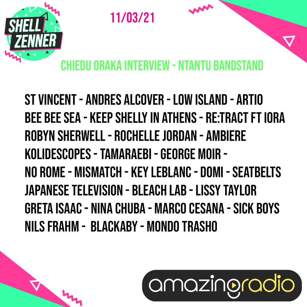 shellzenner's tweet photo. Catch up with my latest @amazingradio Shows!
featuring the BEST new music from @st_vincent @AndresAlcover @lowislandmusic @BeeBeeSeaBand @keepshellyinath @robynsherwell @Rochelle_Jordan @ambiereofficial @KOLIDESCOPES @iamTamaraebi @GeorgeMoirMusic +

https://t.co/NJHQTrV2Wv https://t.co/PfEYwQjN6x