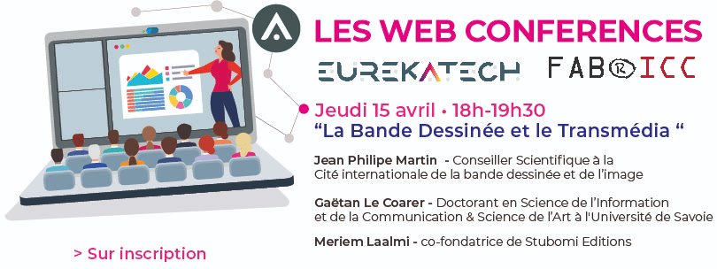 fabricc16's tweet photo. Web conférence « La Bande Dessinée et le Transmédia », organisée par le FABRICC de l’Université de Poitiers en partenariat avec la Technopôle Eurekatech.
Le jeudi 15 avril de 18h à 19h30 sur inscription :
https://t.co/15Ceo3MzII https://t.co/Rhao1CwZol