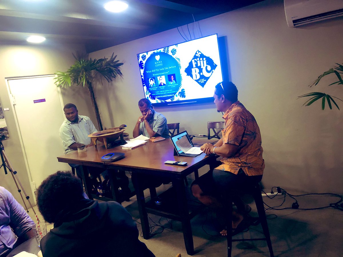 MNailatikau's tweet photo. Exploring, deconstructing and reconstructing what #Fiji looked like pre-Westernisation at tonight’s @ManaCoffeeFiji #TalanoaTuesday, co-hosted by @TumeliTuqota.
It’s been a while! And tonight’s topic was such a great one to kick off with. https://t.co/Ep44y3mxNf