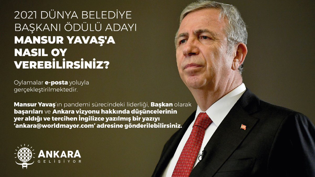 ankaragelisiyor's tweet photo. 2021 Dünya Belediye Başkanı Ödülü adayı Mansur Yavaş'a nasıl oy verebilirsiniz?

➡️ https://t.co/kHWKVoiTy9 https://t.co/F0vPg6hwzK