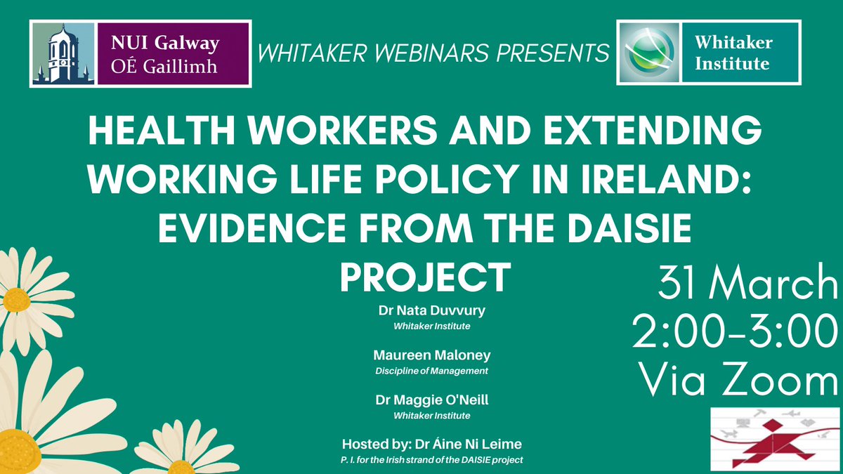 Whitaker_Inst's tweet photo. Join us tomorrow for our next @Whitaker_Inst webinar! The DAISIE project investigates the gender-differentiated work-life experiences, health and financial outcomes of workers in three occupations aged 50 and over in five European countries. Register: https://t.co/83UEXWJAMi https://t.co/UefjZ4CXtg