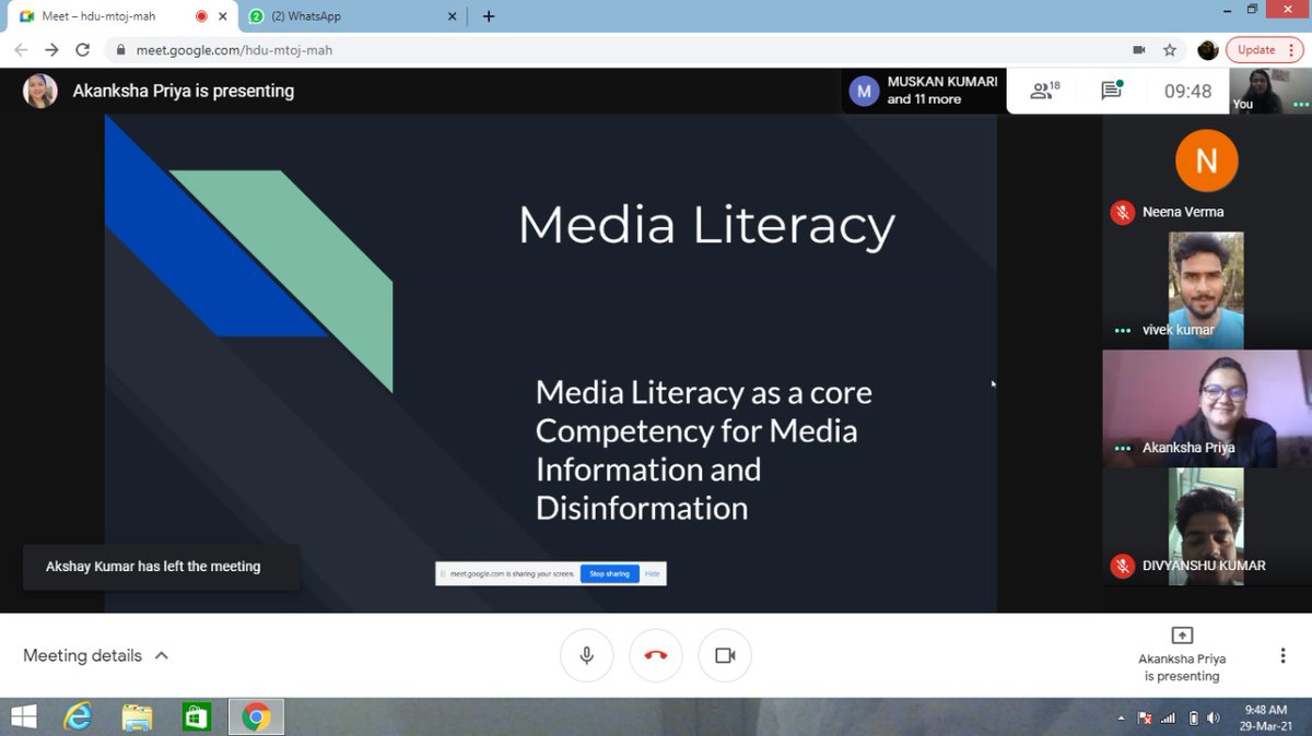 Akanksha__aks's tweet photo. Such an amazing time conducting #workshop on MediaLiteracy, we discussed the importance of being a MediaLiterate.Thanks to the participants for making it such an interactive session.#MediaLiteracy #IIMC #IIICXMediaLiteracy 
@YadavAnubhuti @IIMC_India @MILIN_INDIA @PIBFactCheck https://t.co/Q6C23ILRdX