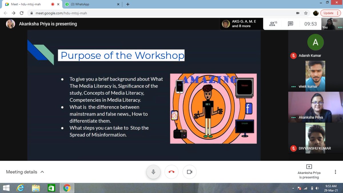 Akanksha__aks's tweet photo. Such an amazing time conducting #workshop on MediaLiteracy, we discussed the importance of being a MediaLiterate.Thanks to the participants for making it such an interactive session.#MediaLiteracy #IIMC #IIICXMediaLiteracy 
@YadavAnubhuti @IIMC_India @MILIN_INDIA @PIBFactCheck https://t.co/Q6C23ILRdX