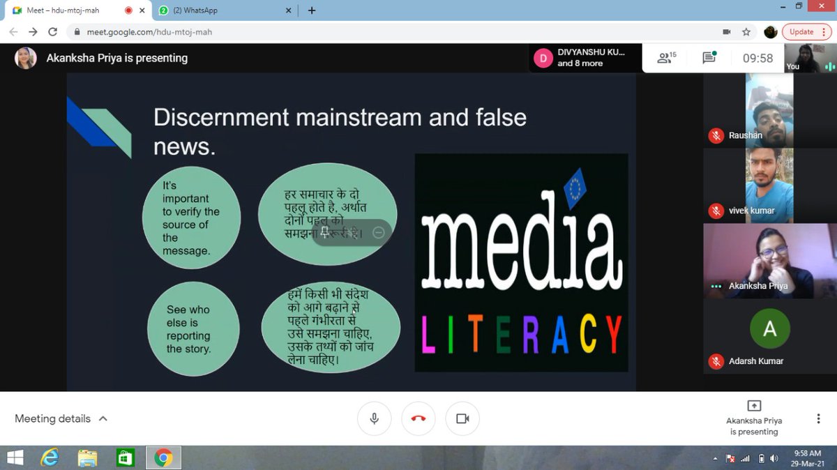 Akanksha__aks's tweet photo. Such an amazing time conducting #workshop on MediaLiteracy, we discussed the importance of being a MediaLiterate.Thanks to the participants for making it such an interactive session.#MediaLiteracy #IIMC #IIICXMediaLiteracy 
@YadavAnubhuti @IIMC_India @MILIN_INDIA @PIBFactCheck https://t.co/Q6C23ILRdX