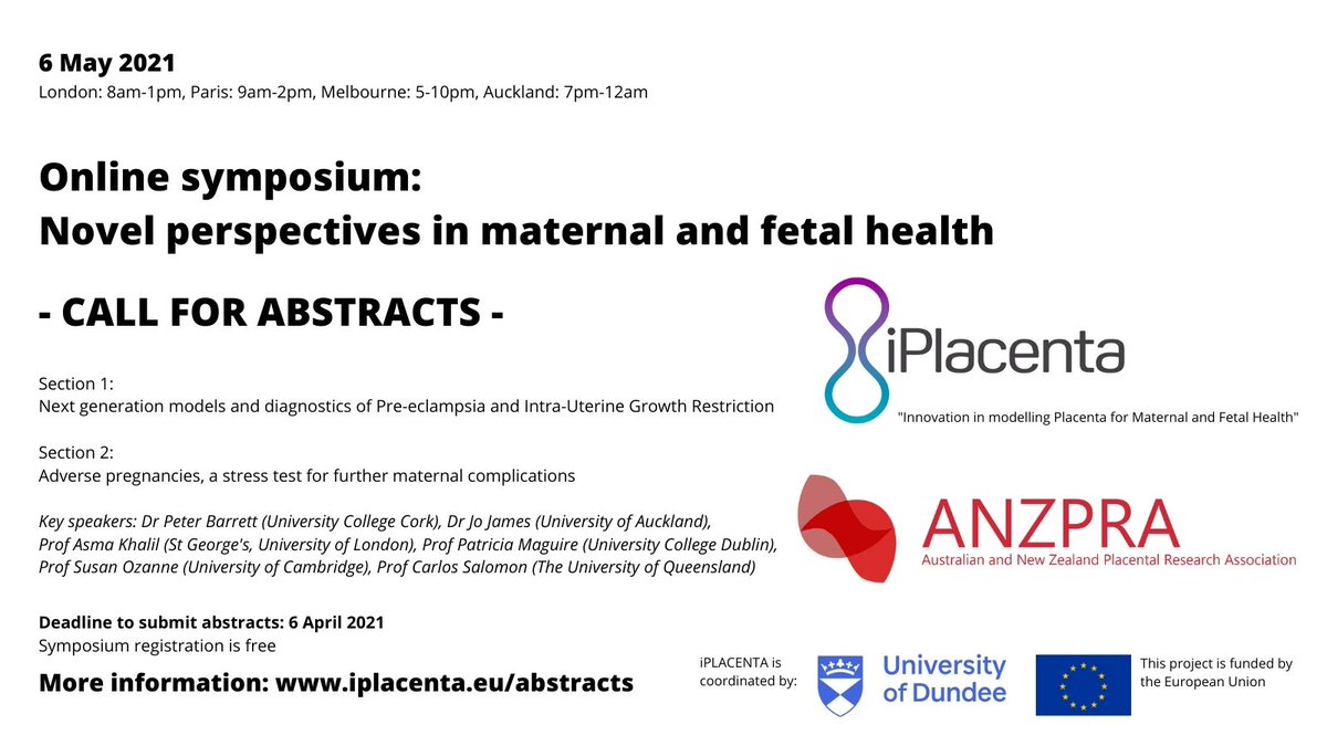 iplacenta's tweet photo. Abstracts deadline extended to 6th April - do join us! 
https://t.co/vB8qLJAmYY
@ANZPRA1 #iplacenta https://t.co/VHwULiInJO