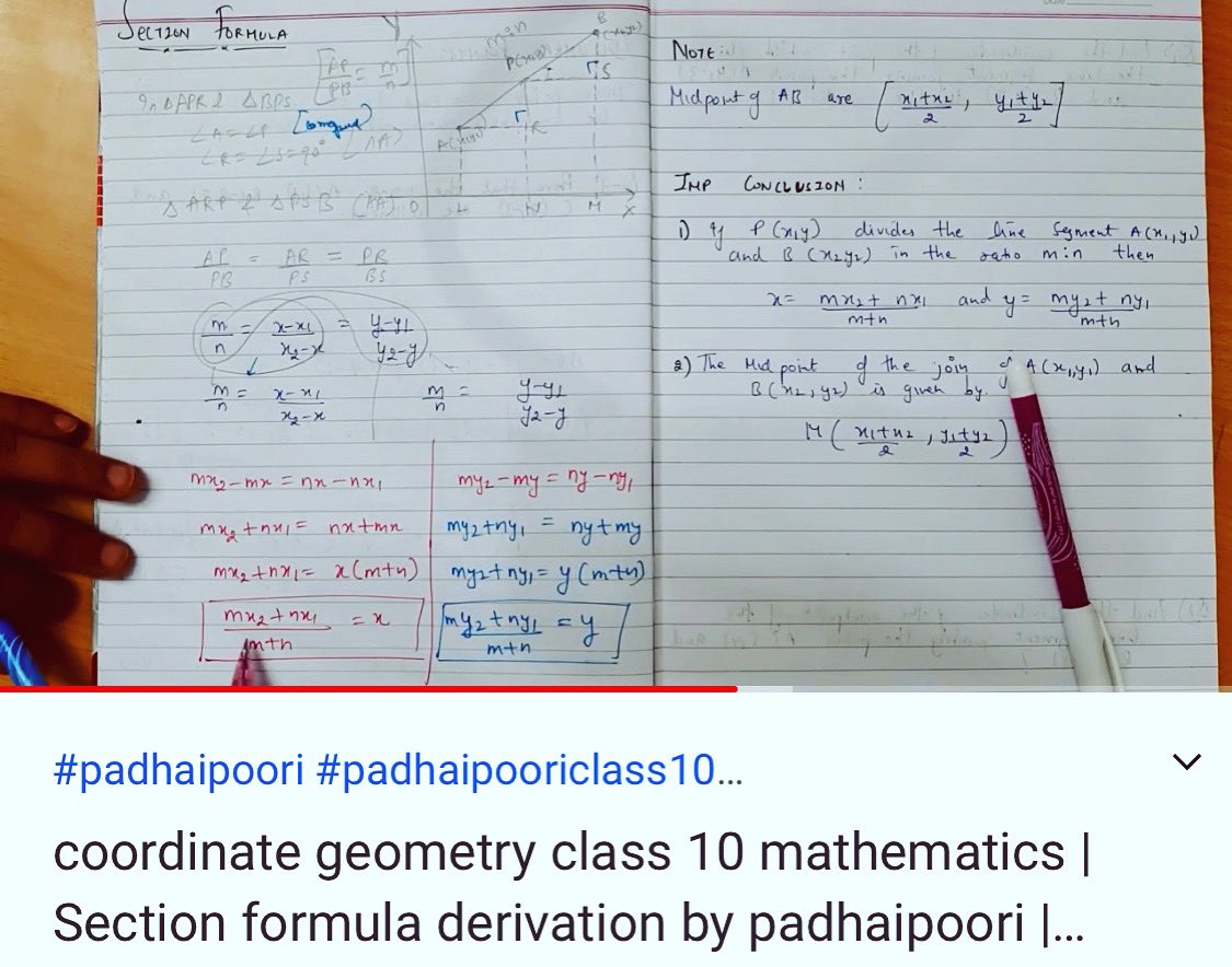 PadhaiPoori's tweet photo. Section formula class 10 mathematics 
Check out padhaipoori YouTube channel for complete video 
#padhaipoori #padhaipooriclass10  #padhaipoorimathematics #class10 #maths #sectionformula #coordinategeometry #studynotes #padhai #education #postoftheday #like #share #subscribe https://t.co/ZT4rQJVT7K