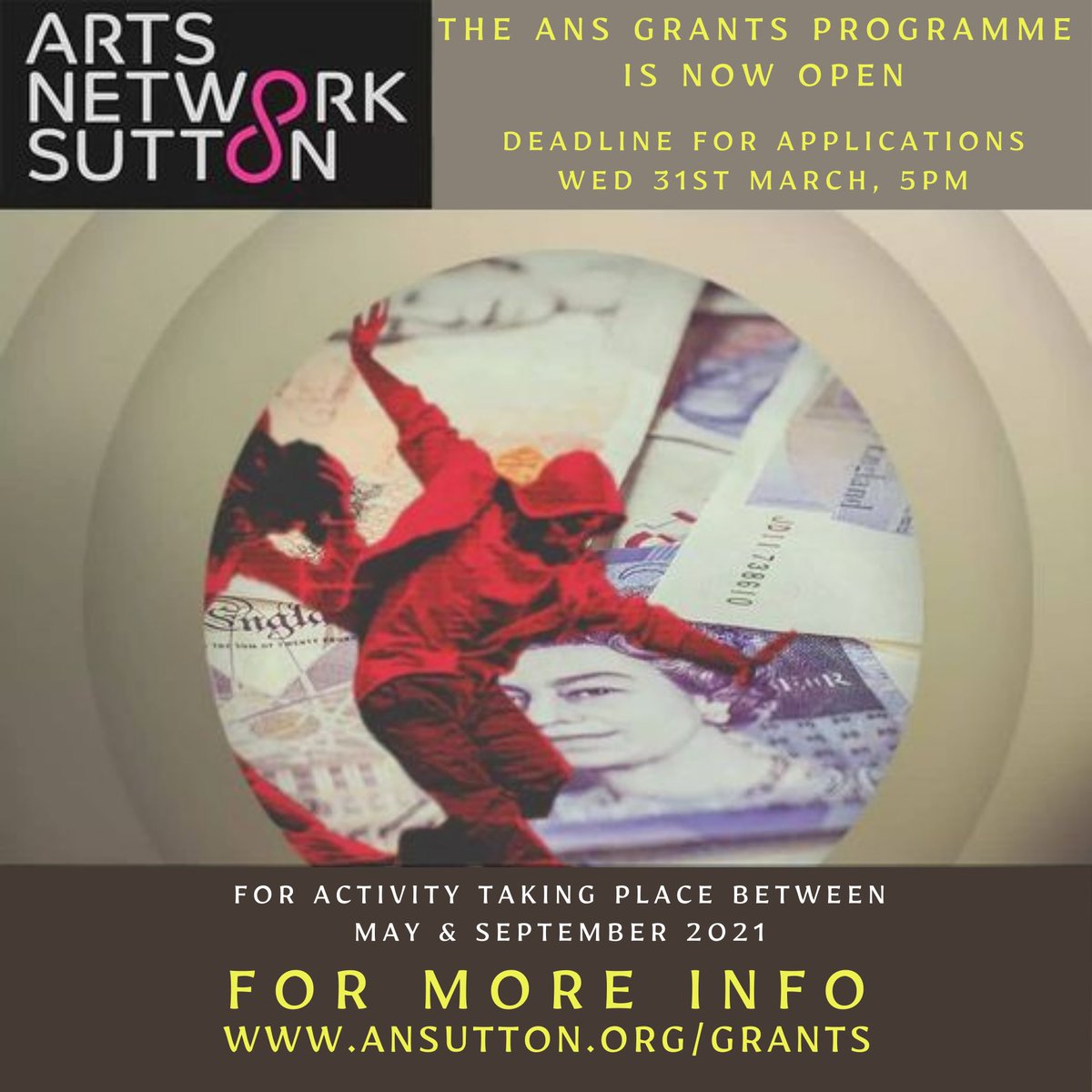 LAST CALL for grant applications
Deadline WED 31 MAR at 17:00
ansutton.org/grants

#grants #arts #network #sutton #ConnectCreateCollaborate