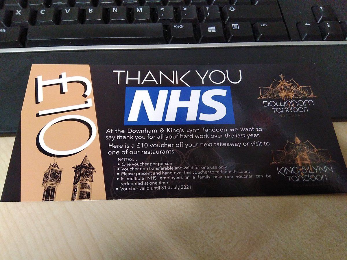 Many thanks to Downham Tandoori, I have been passing these on to the Portering team, they send a big thank you for all the support over the last year+ @TeamQEHStaff