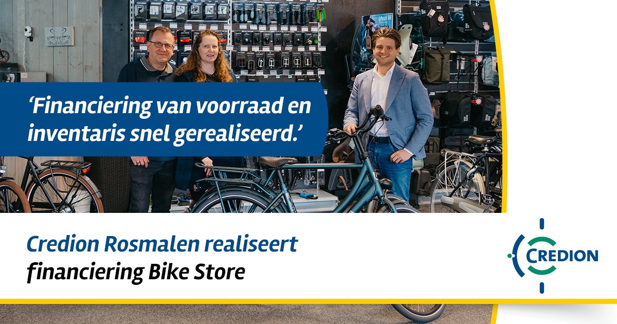 credion's tweet photo. Bike Store kreeg te mogelijkheid om ook in Den Bosch een vestiging te openen. Zelf kregen ze de financiering voor onder andere voorraden en inventaris niet rond. Credion Rosmalen wist de financiering in korte tijd te regelen. Lees hier meer https://t.co/IbKNcSaxoh
#credion https://t.co/IFZvy90iE4