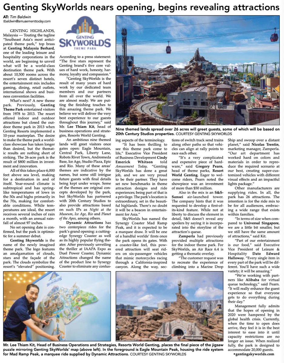 phobieeee_'s tweet photo. $EIRLF $DTG.v Genting SkyWorlds nears opening, begins revealing #attractions. #MadRampPeak is a #SynergyCoaster supplied by Dynamic Attractions.
The park will also have a #FlyingTheater.
Source: https://t.co/OIzVbIepiy p. 11 https://t.co/G8jPJk4Dwe