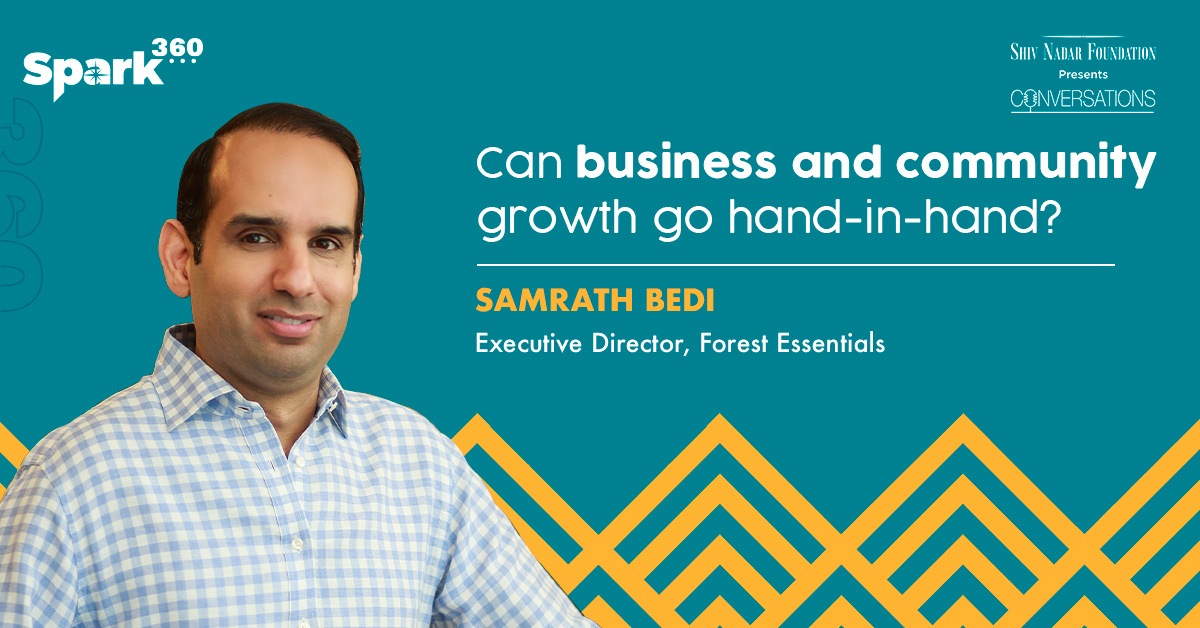 ShivNadarFDN's tweet photo. Theme: Sustainability | Ep 28
In the upcoming #Spark360 video, watch Samrath Bedi, Executive Director of @ForestEssential, talk about how a company’s journey when accompanied by purpose, leads to combined growth of the business and the community.
#Spark360 #SNFConversations https://t.co/yQ09aPUqsc