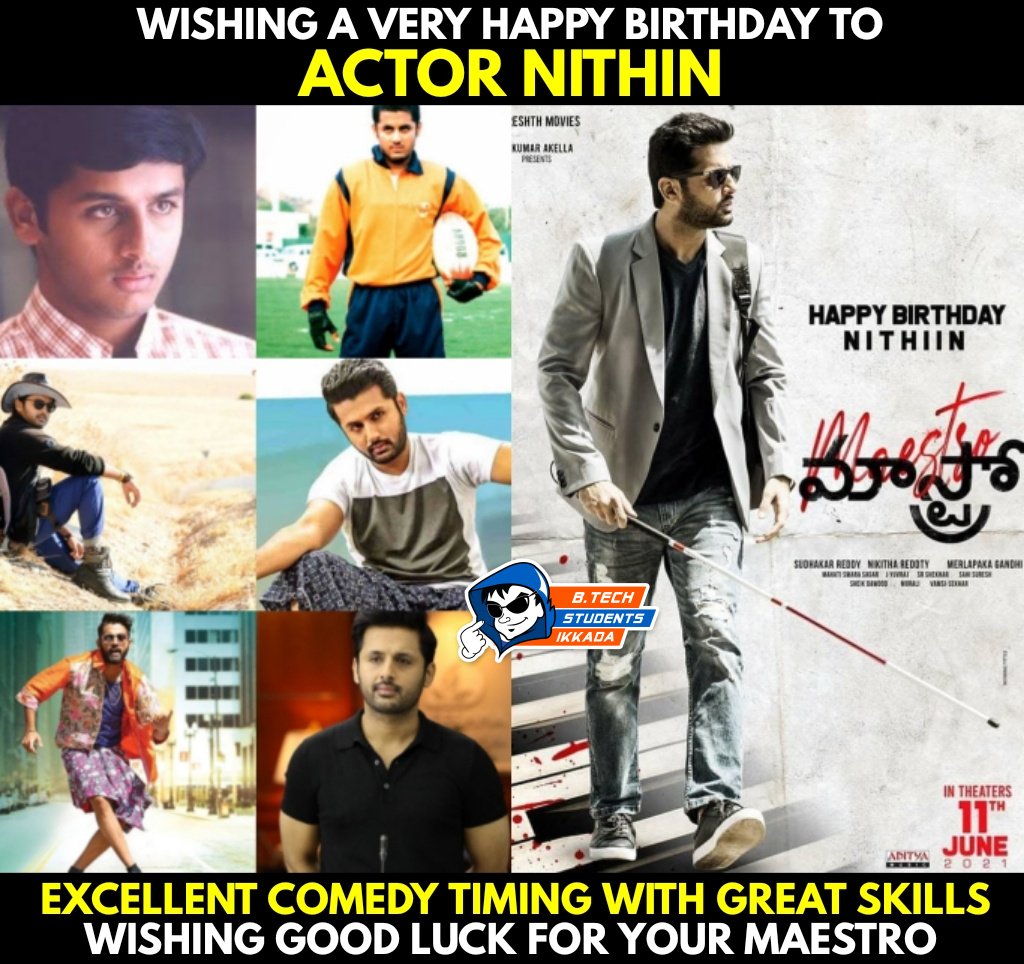 btsiconnects's tweet photo. Happy Birthday To Our @actor_nithiin Anna
Hope the success journey continues after #RangDe with #Maestro #HappyBirthdayNithiin #HBDNithiin #Nithiin30 #Nithiin30FirstLook https://t.co/PX4dFxflaX
