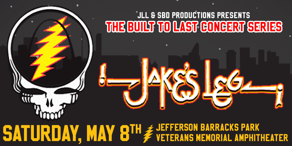 JUST ADDED: JLL And SBD Productions Present: 
“The Built To Last Concert Series" w/ <a href="/jakeslegstl/">Jake's Leg</a> on Saturday, May 8th Live At Jefferson Barracks Park Veterans Memorial Amphitheater. On sale Friday, April 2 at 5:00PM. 🎟 ticketmaster.com/event/06005A7A…
