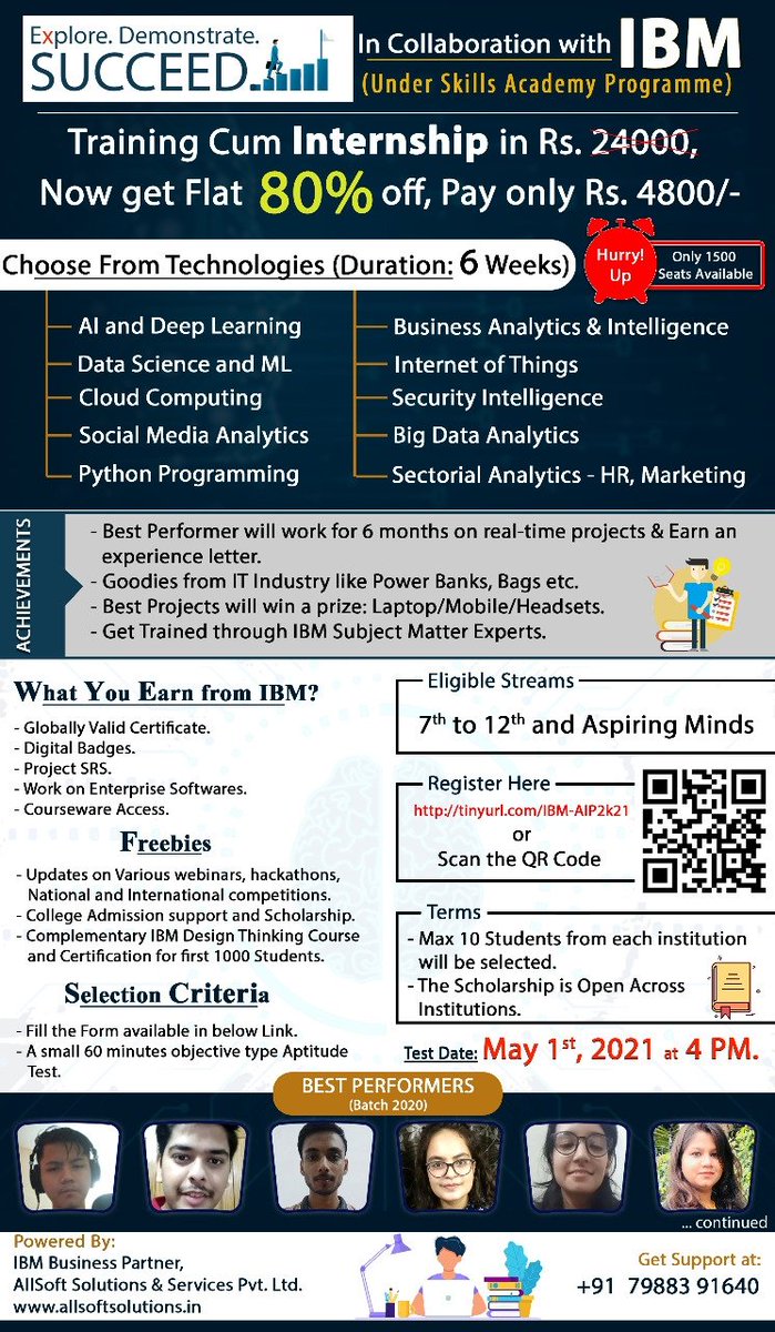 AllsoftI's tweet photo. Explore.Demonstrate.Succeed

Greetings from IBM Career Education program.

FREE Online Scholarship test scheduled on 1st May , 4 pm

Get a chance to avail IBM Training cum internship @4800

Registration link for FREE online exam: https://t.co/gRrWnTOQIY

#ibm #allsoft #training https://t.co/NyBFNkgaH8