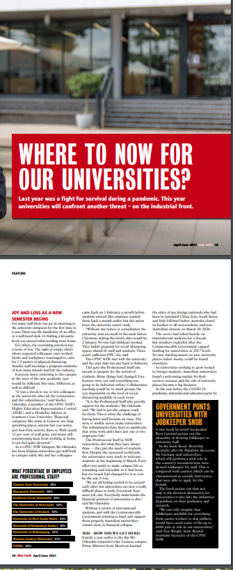 michaelcollins's tweet image. 2021 will be a big year for Enterprise Bargaining at NSW Universities. 

#psansw #cpsunsw 

The CPSU NSW is the specialist union for Professional Staff in higher education.