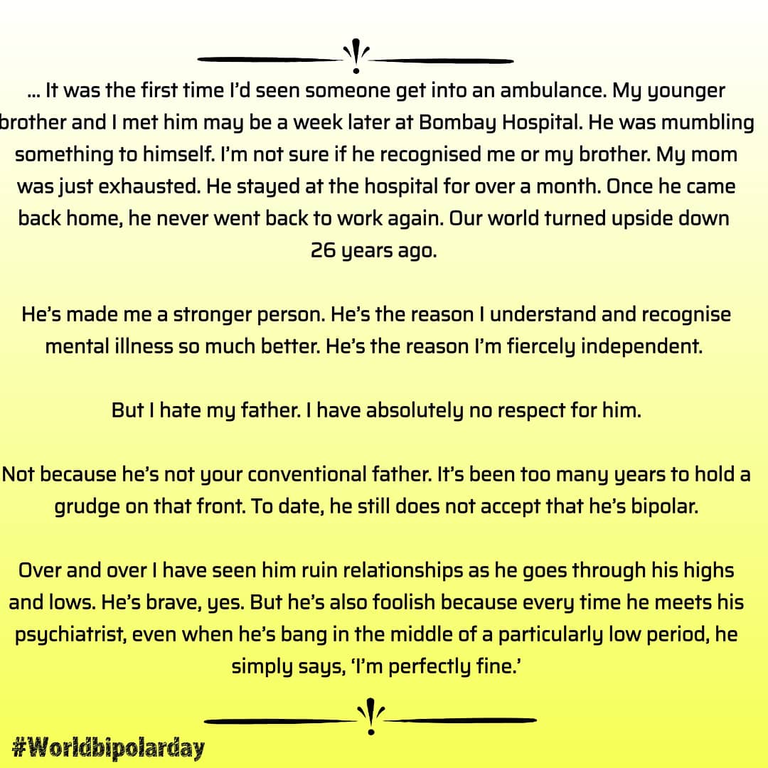 BipolarMahila's tweet photo. I am thankful that this person trusted this initiative enough to share something so personal. 

This beautiful voice. Read, let it seep in and share if you like. 

#WorldBipolarDay 
#bipolar 
#bipolarwarrior 
#bipolarmahila 
#mentalhealth 
#mentalhealthmatters 
#bipolardisorder https://t.co/yPtW78ClP8