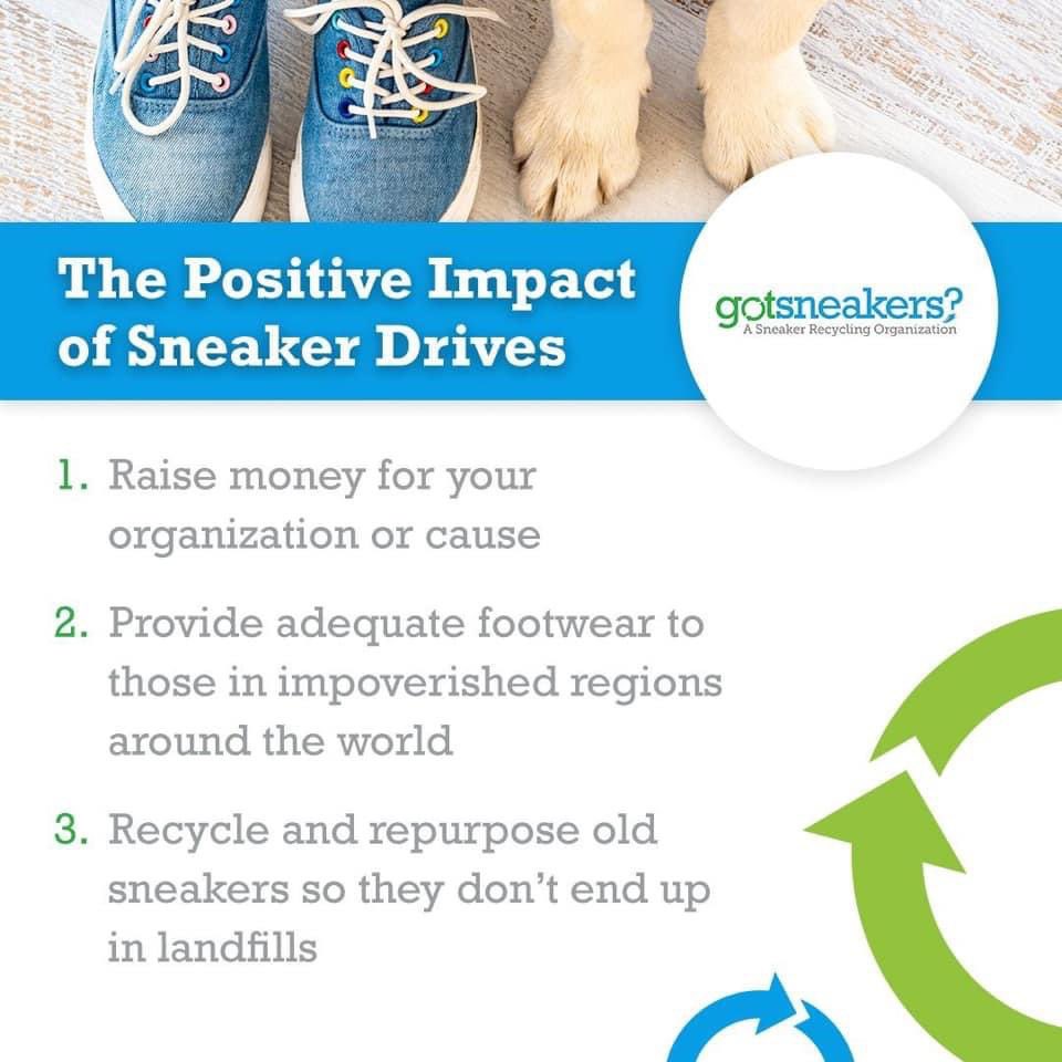 CleggCubs's tweet photo. 👟 This week is our Sneaker Drive!!!!!

WHAT: New or used sneakers of any size (adult and child, see chart for additional details)

WHERE: We will have a drop bin at the center pickup gate during pickup

WHEN: Tuesday, March 30 - Friday, April 2 during pickup https://t.co/lh1mQwX2XA