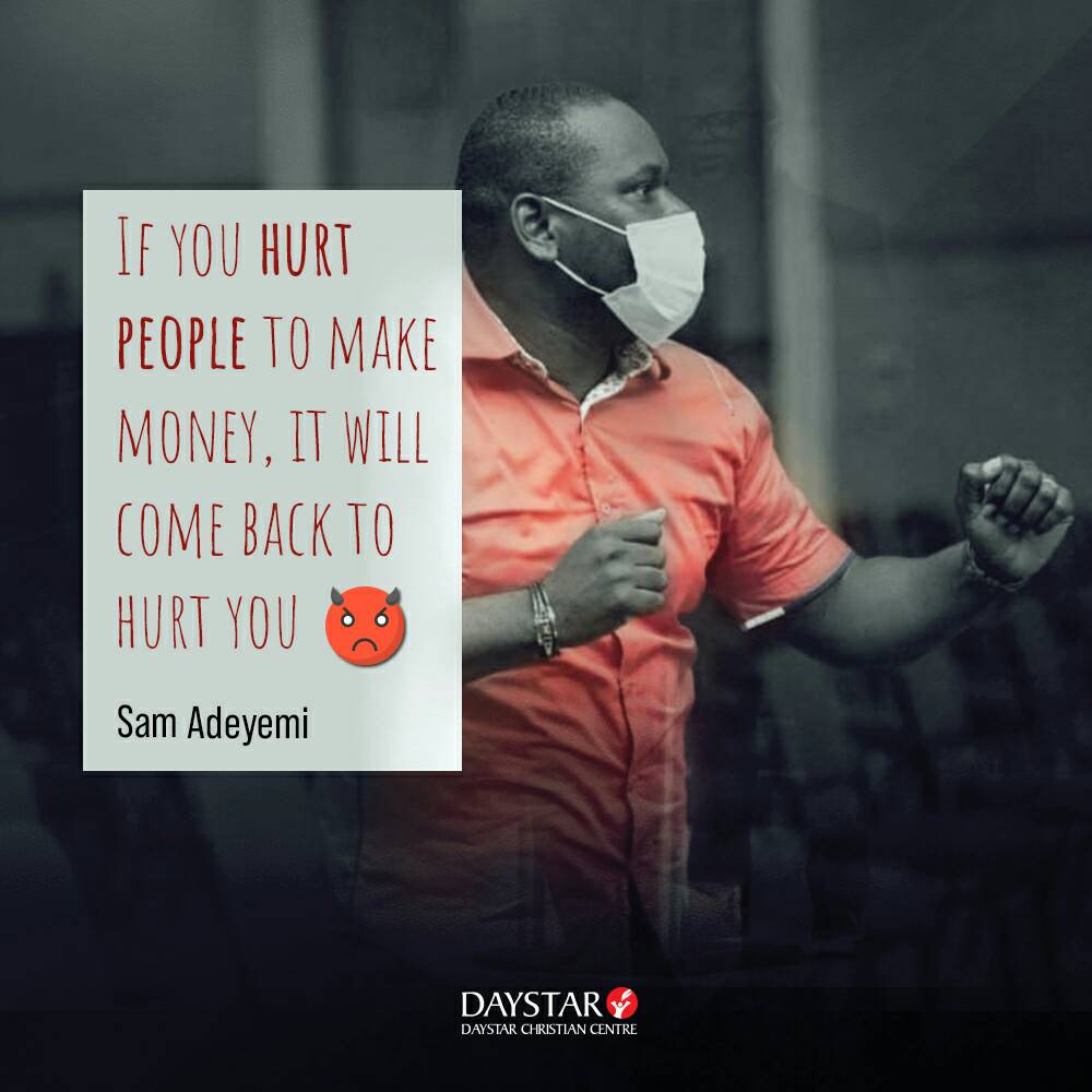DaystarNG's tweet photo. Hurting people to make money makes one a money worshipper. Our greatest motivation on this planet as Christians is love...and you don't hurt the people you love.
_
@sam_adeyemi
#GodsFinancialSystem #DaystarNG
#RaisingRoleModels https://t.co/fC3WE4JxvB