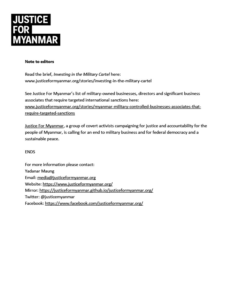 JusticeMyanmar's tweet photo. Press Release 📣 Dutch pension funds ABP &amp; PFZW hold US$2.3 billion in shares in companies linked to #Myanmar’s military. Justice For Myanmar calls on pension funds to take action now ✊🏽

Press Release 👉🏽 https://t.co/e25bdzdgrL
Brief 👉🏽 https://t.co/2IIZzhsKeu

#Myanmarcoup https://t.co/ysdiB6EogU