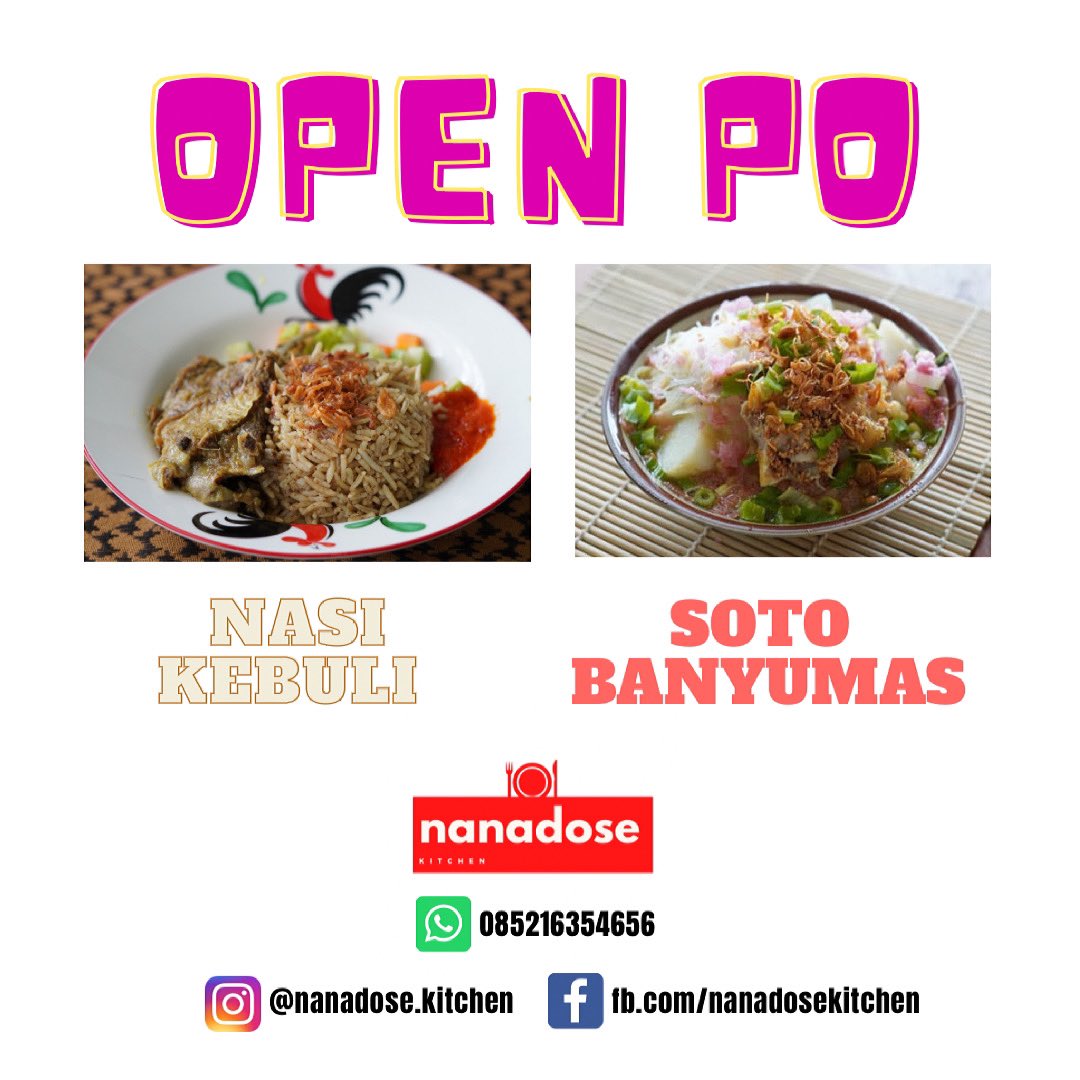 nanadosekitchen's tweet photo. ‼️OPEN PO‼️

Nasi Kebuli (Ayam atau Kambing)
Soto/Sroto Banyumas

Untuk dimasak dan diantar Hari Kamis dan Jumat (1 dan 2 April 2021)

Ayo silahkan order mumpung PO bisa order satuan.

#nanadose #nanadosekitchen #nasikebuli #nasikebuliayam #soto #sotobanyumas #srotobanyumas https://t.co/zBfJEg6Neo