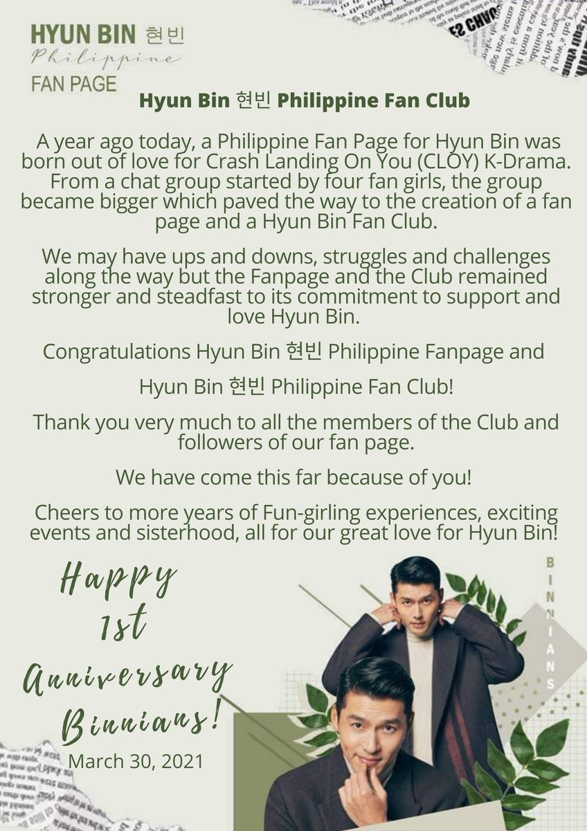 HyunBinPHFans's tweet photo. Happy 1st Anniversary Hyun Bin νλΉ Philippine Fanpage / Club
#HyunBinPH
#Happy1stAnniversary
#HBPHFC
#hbphfanclub
#hbphfanpage
@AMhavz @MarielOril @KhimmyDora6 @JoiseFrank @dashingdna @vall_presnillo @vastprbot https://t.co/2RZApDbajd
