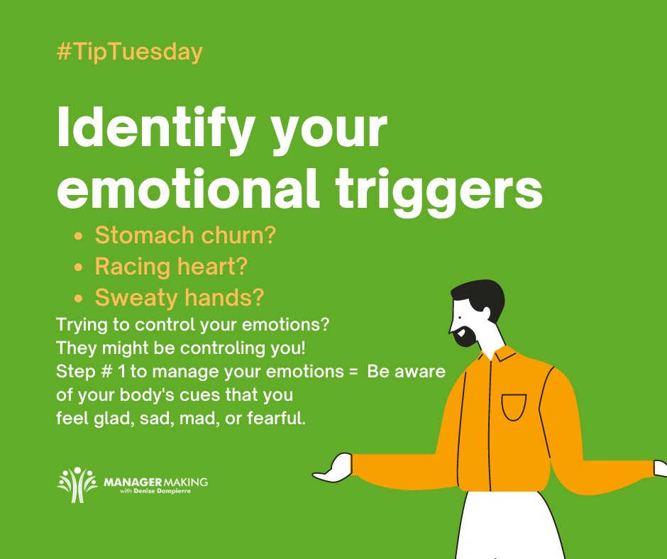 DeniseDampierre's tweet photo. Manage your emotions instead of having them control you.
#TipTuesday #ManagerMaking #EmotionalIntelligence #SelfAwareness #Control #JoyAtWork
https://t.co/iye3OdWWCx https://t.co/ENY4STREst