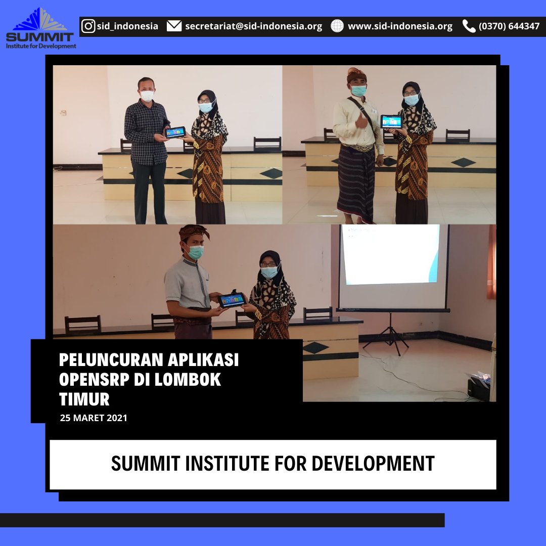 SID_Indonesia's tweet photo. OpenSRP Midwife application in East Lombok was launched on Thursday, March 25, 2021. This application helps frontline health workers, especially midwives, in monitoring the health of pregnant women, postpartum mothers and toddlers.
#SID
#THRIVEGEN
#opensrp https://t.co/4KCuxJ1pil