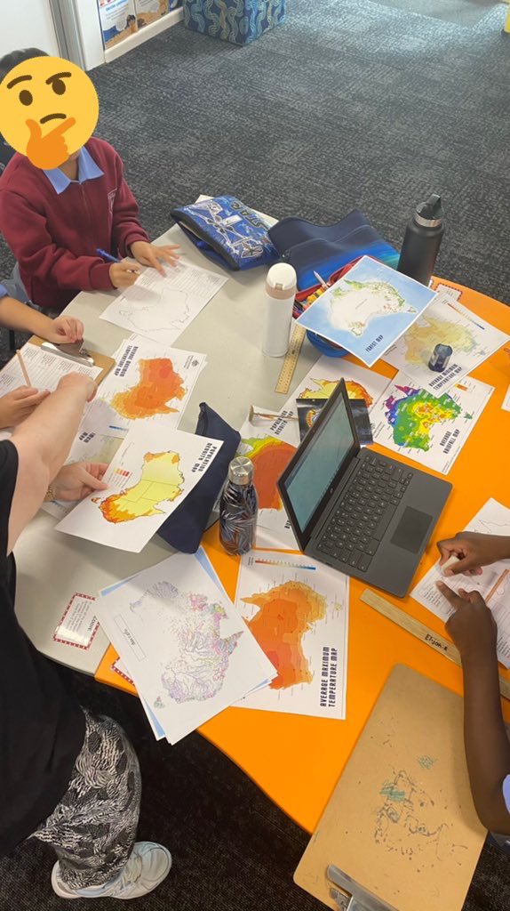 Markian_07's tweet photo. Job well done to Stage 3 today as they became expert geographers! Analysing so many maps in order to find the best place to live in Australia free from flood and bushfire danger #acuedu_p #bushfire #floods #teaching #learning #hexagonal #geography #science #designthinking #maps https://t.co/FzPHv3sbBi