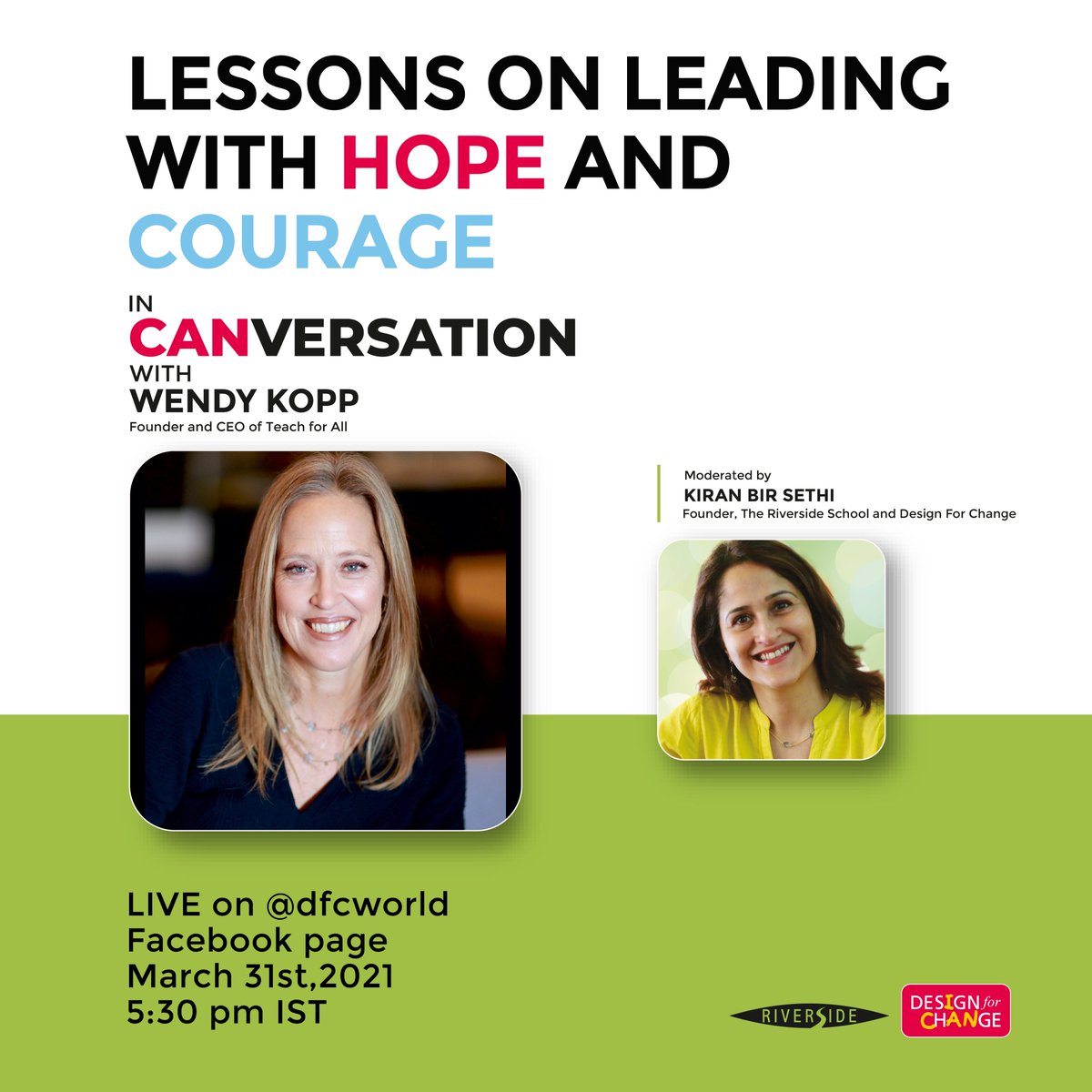 icandfc's tweet photo. Save the date - the most awaited master class is almost here!
.
.
.
#masterclass #designforchange #dfc #kiranbirsethi #wendykopp #lessonsofhope #lessonsofcourage #teachforall #teachforamerica #ICAN #togetherwecanchangetheworld #post2020 #postcovid #educationsystem #educational https://t.co/iSGVthQ6Da