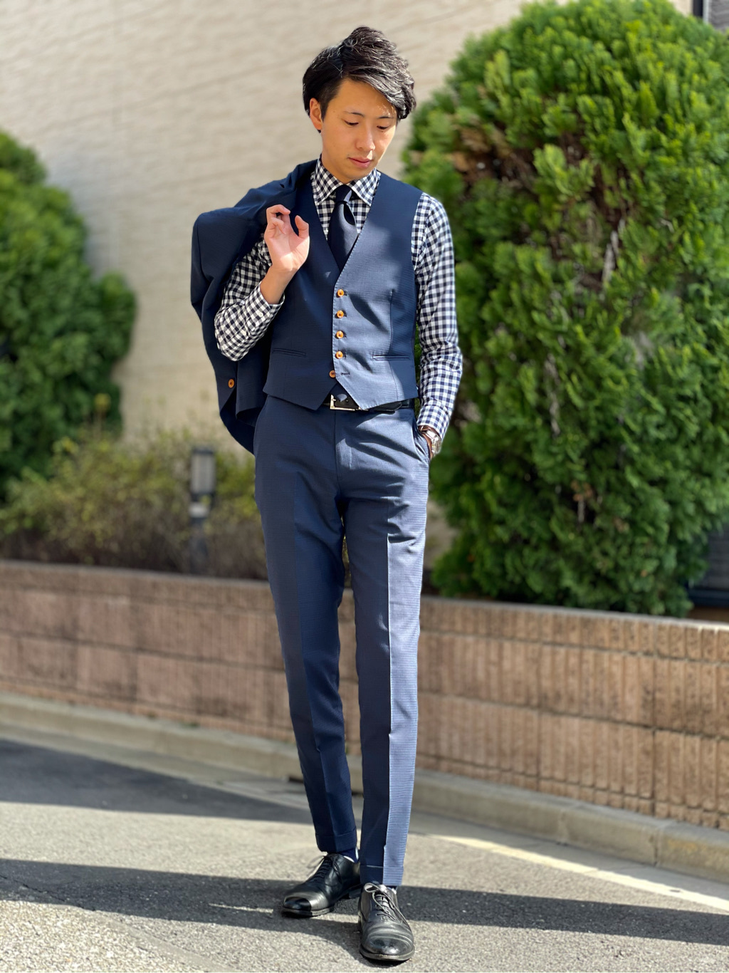 トレフォイル チェックベストスリーピーススーツ170cm - スーツベスト